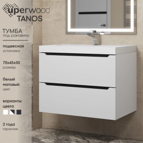 Тумба под раковину Uperwood Tanos 70 см, подвесная, белая/графит в Шадринске - shadrinsk.mebel24.online | фото 3