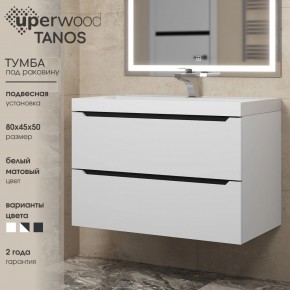 Тумба под раковину Uperwood Tanos 80 см, подвесная, белая/графит в Шадринске - shadrinsk.mebel24.online | фото 3