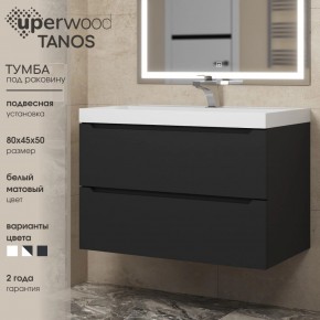 Тумба под раковину Uperwood Tanos 80 см, подвесная, черная матовая в Шадринске - shadrinsk.mebel24.online | фото 3