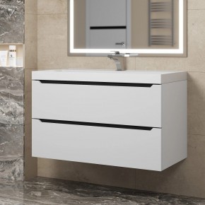 Тумба под раковину Uperwood Tanos 90 см, подвесная, белая/графит в Шадринске - shadrinsk.mebel24.online | фото