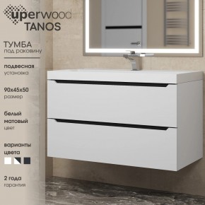 Тумба под раковину Uperwood Tanos 90 см, подвесная, белая/графит в Шадринске - shadrinsk.mebel24.online | фото 3
