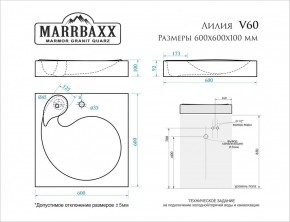 Умывальник над стиральной машиной (600*600х100) Лилия V60 (белый) с кронштейном без сифона (V60) в Шадринске - shadrinsk.mebel24.online | фото 2